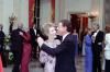 Nancy Reagan and designer James Galanos dancing during the state dinner for President François Mitterrand of France in the East Room 03/22/1984  NAID: 276563817