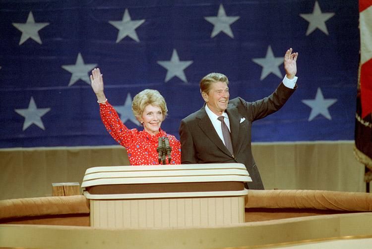 President Ronald Reagan and Nancy Reagan at the Republican National Convention in Dallas, Texas 08/23/1984 
